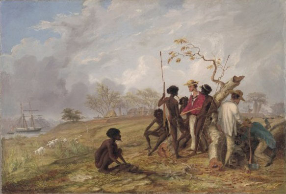 Thomas Baines with Aborigines near the mouth of the Victoria River, N.T.